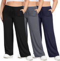 Plus Size Wide Leg Pajama Pants 3 Pack - Soft Comfortable Lounge