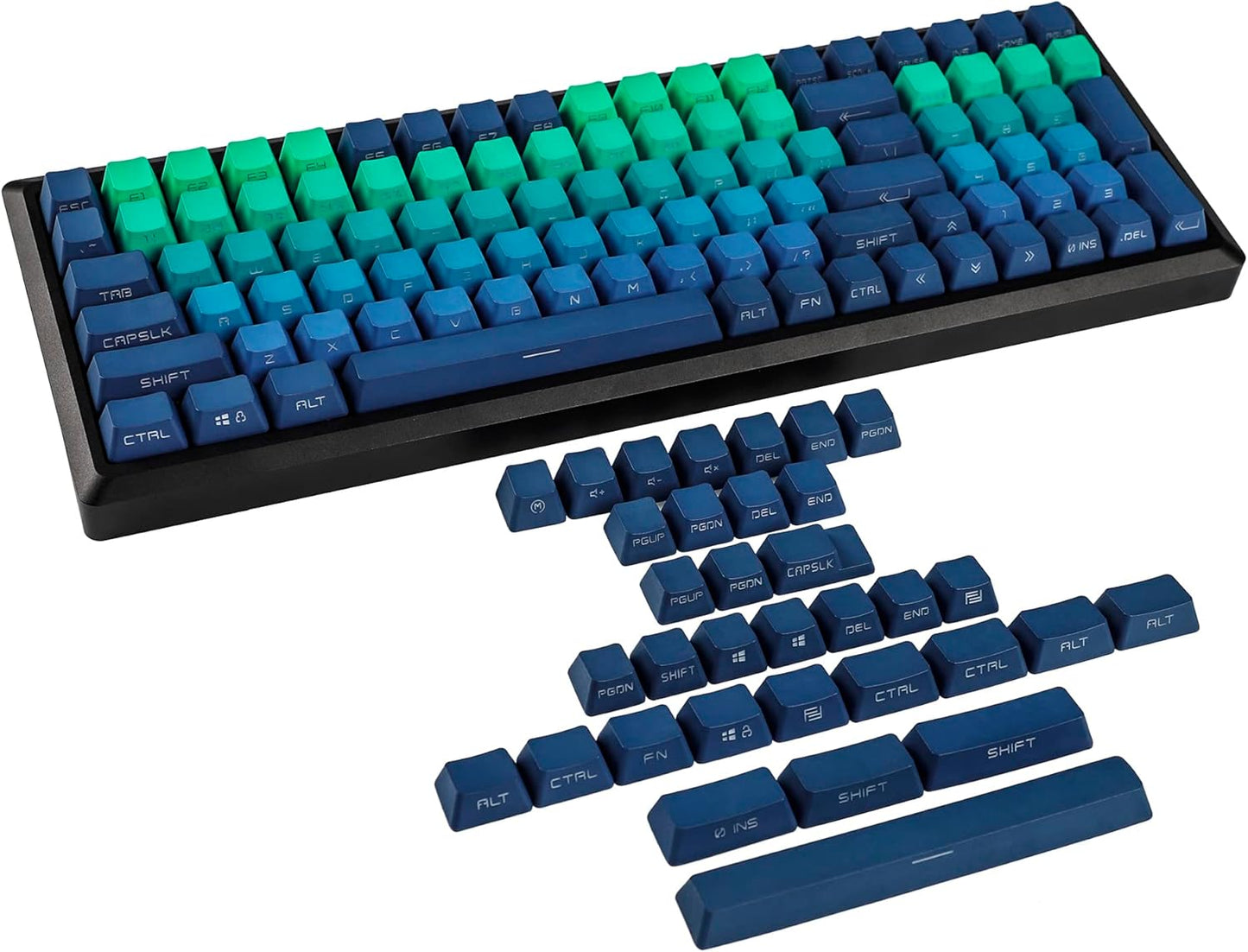 Purple Yellow Green Gradient PBT Double Shot Keycaps for MX