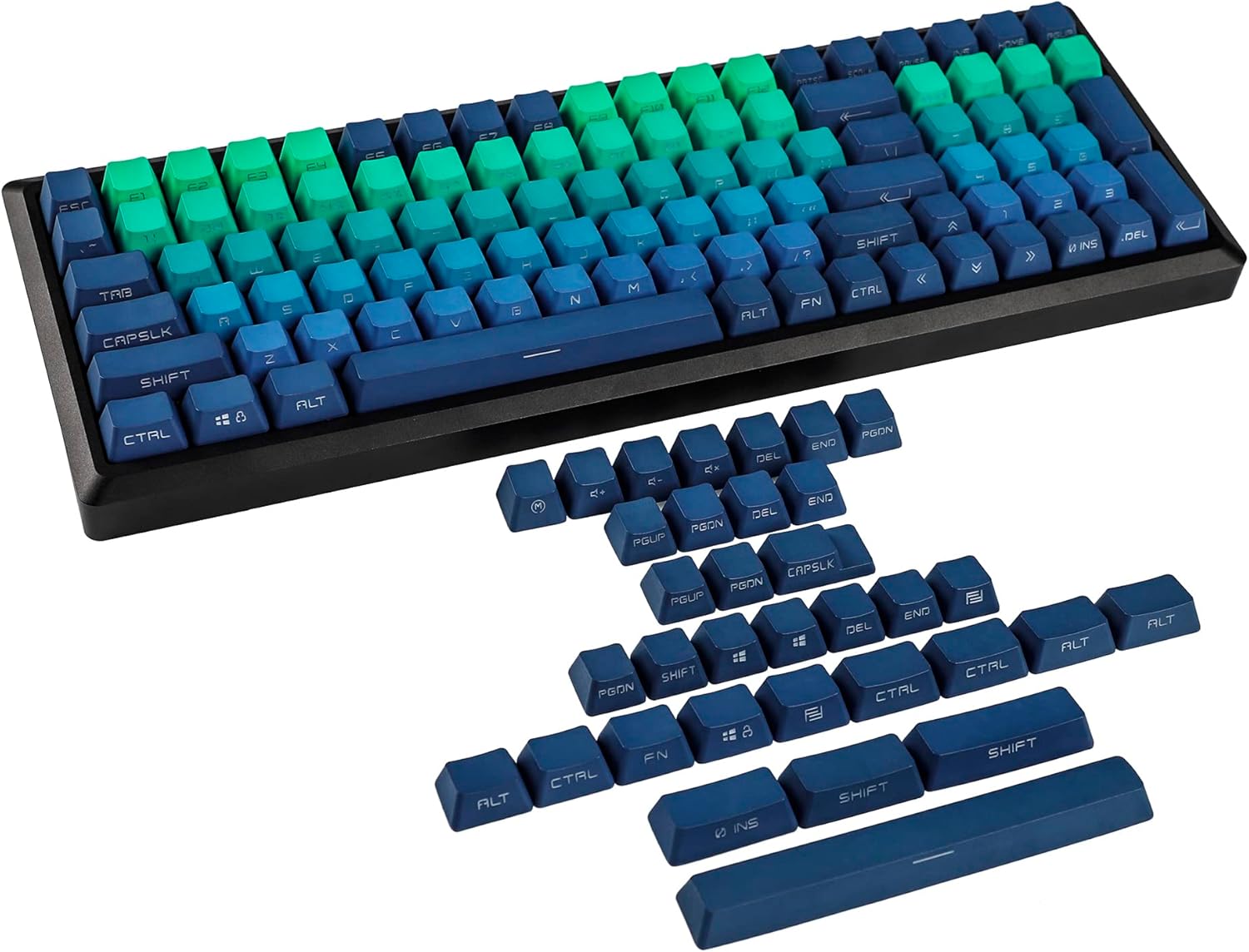 Purple Yellow Green Gradient PBT Double Shot Keycaps for MX