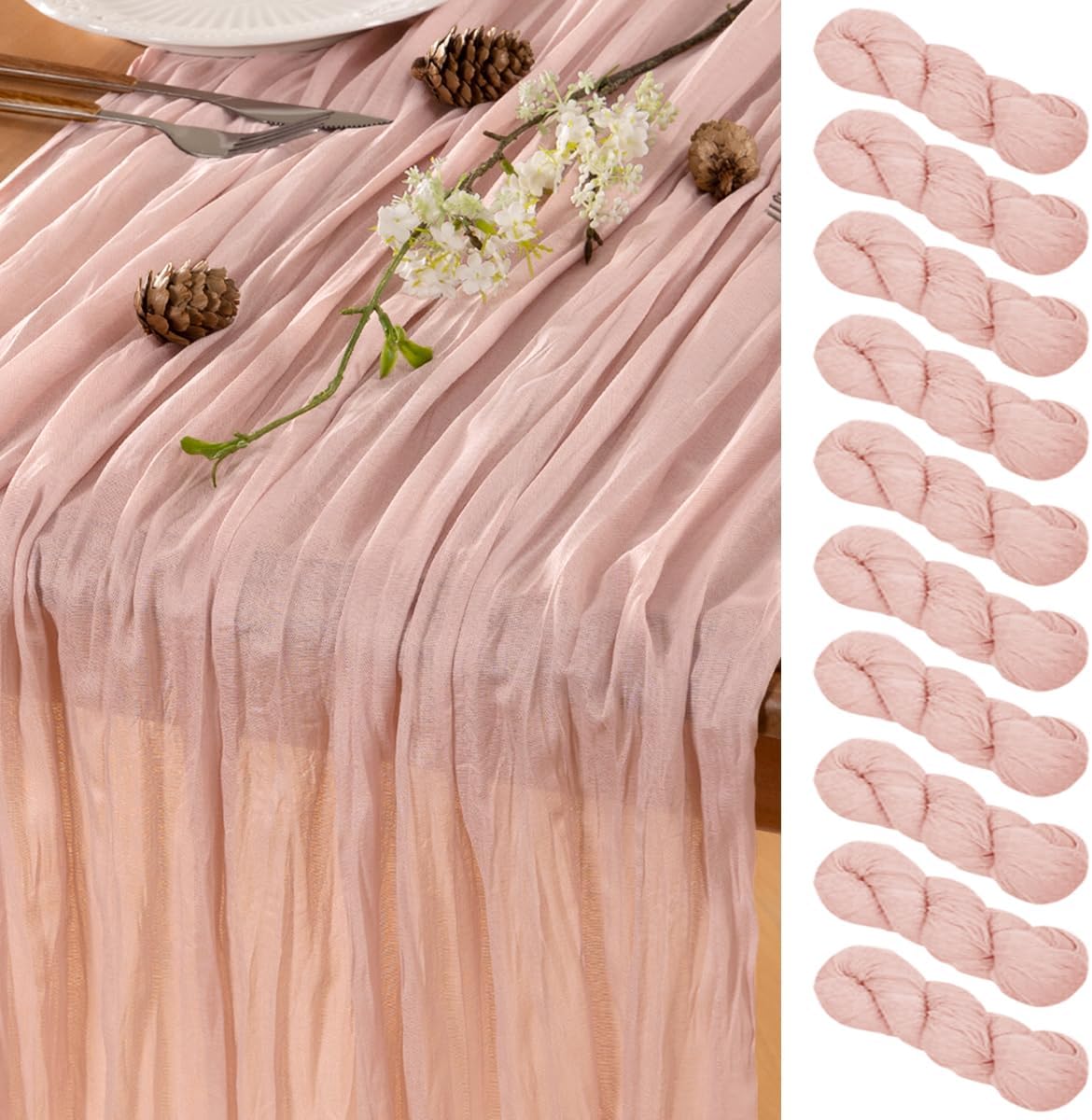 Dusty Pink Cheesecloth Table Runner for Elegant Decor