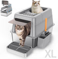 Stainless Steel Litter Box with Lid XL - Durable Odor-Resistant Cat