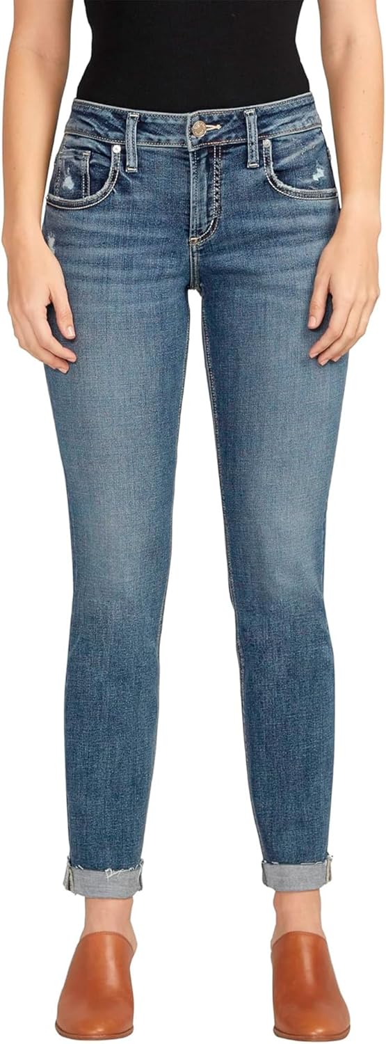 Boyfriend Mid Rise Slim Leg Jeans for Women - Stylish Denim