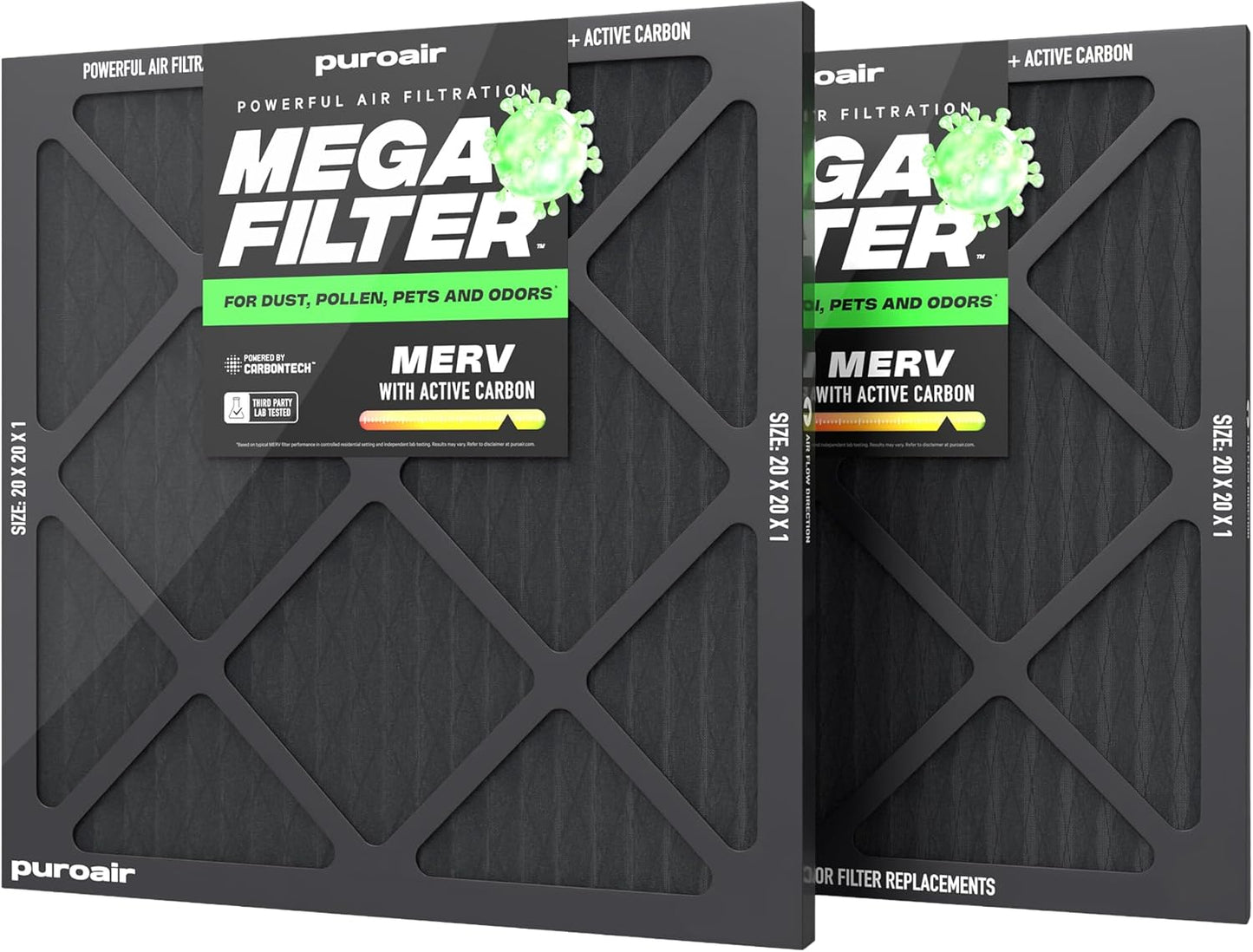 PuroAir Mega Filter 20x20x1 MERV 13 for Cleaner Home Air