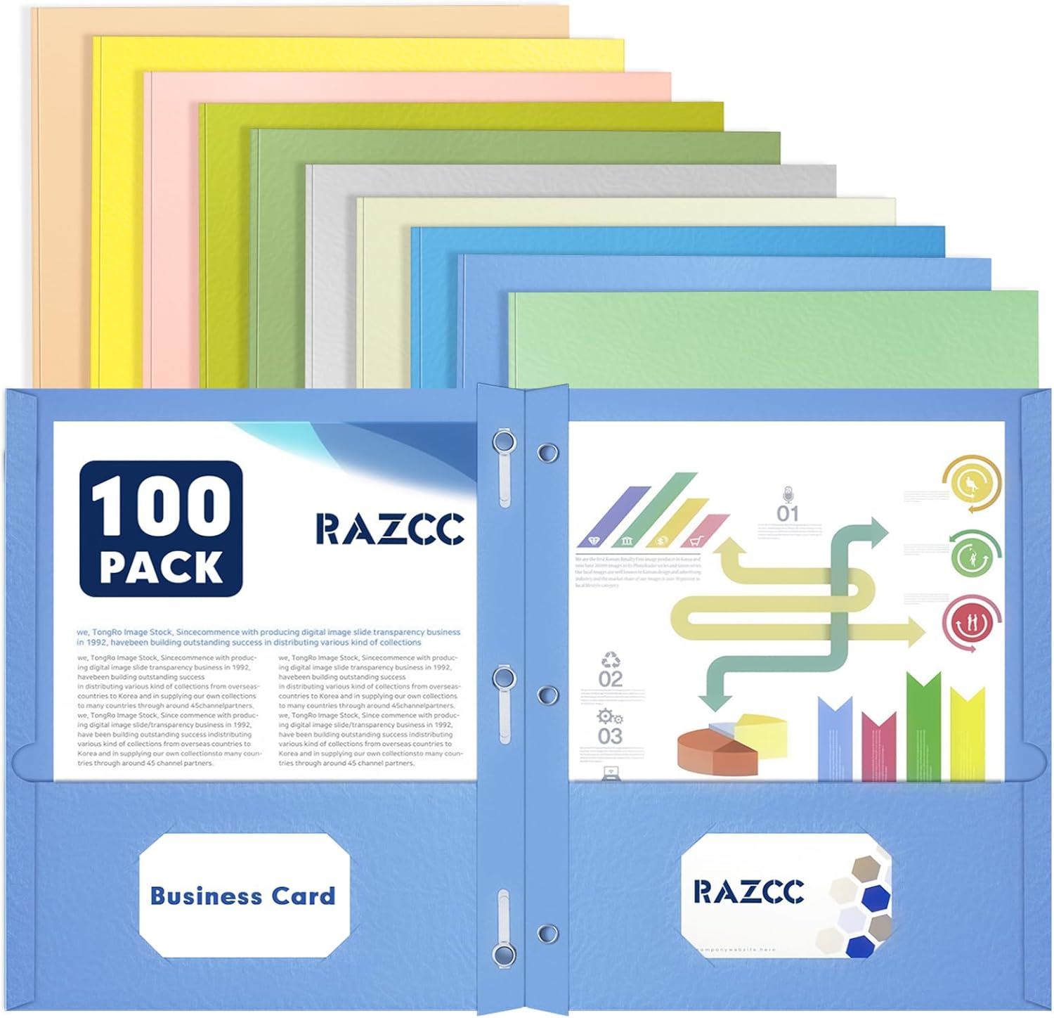 Two Pocket Folders for School Office Home Business - 100 Pack