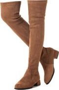 Over the Knee Stretch Suede Boots for Women - Comfortable 1in Block