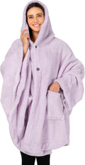 Wearable Blanket Poncho Shawl Wrap - Cozy Lavender Hooded Throw