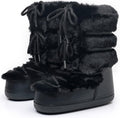 Fuzzy Winter Snow Boots for Women - Fluffy Black White Pink Fur Boots