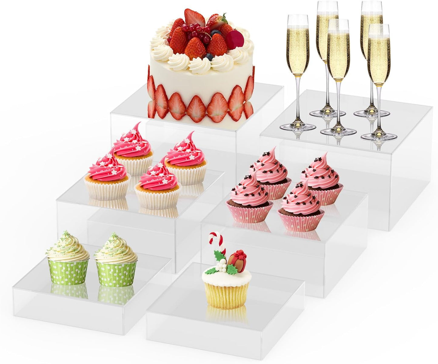 Buffet Risers 6Pcs Acrylic Food Display Stands for Events