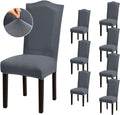 Stretch Dining Room Chair Covers Set of 8 - Washable Stretch