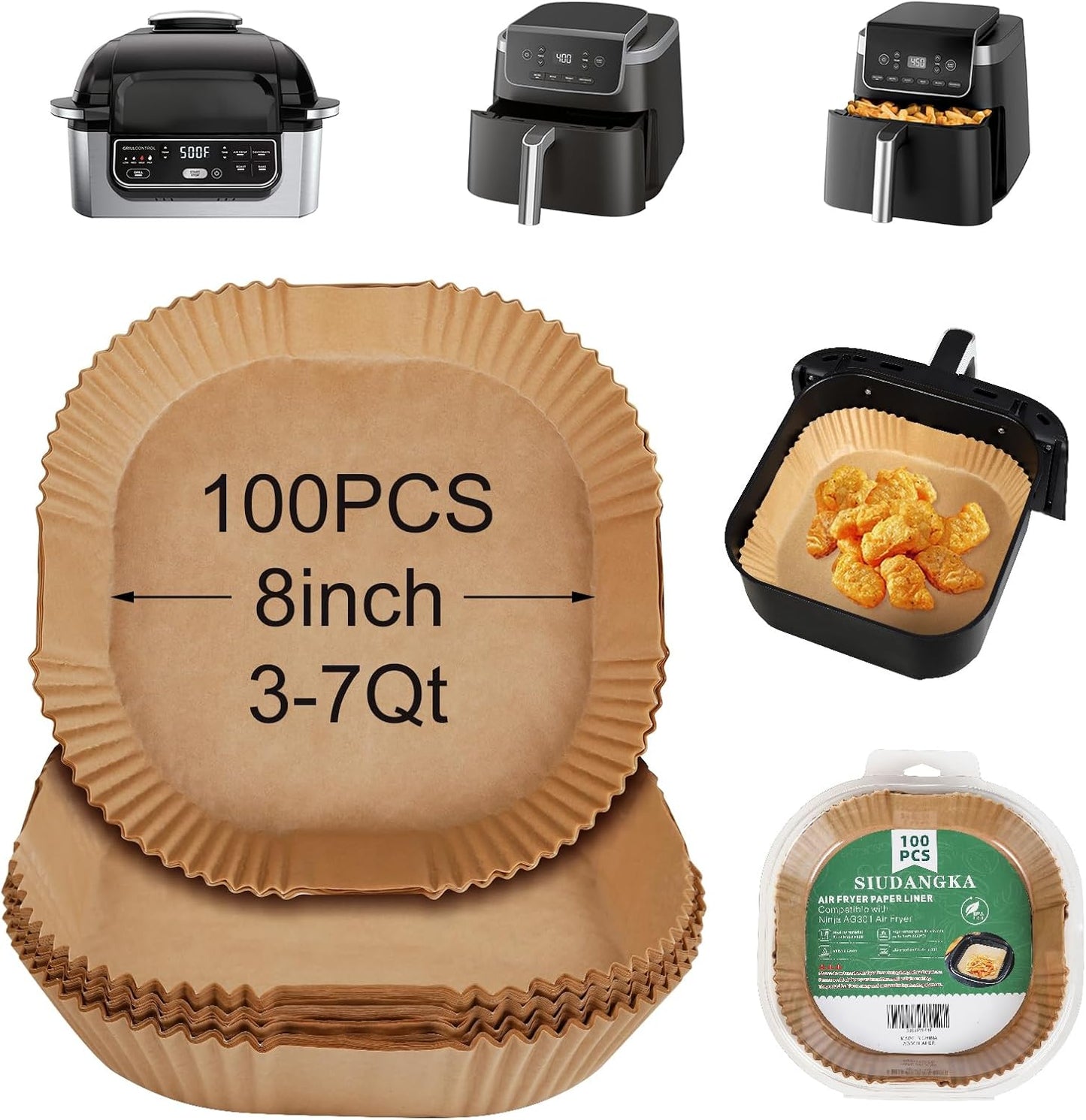 100 Non-Stick Air Fryer Liners - Easy Cleanup!