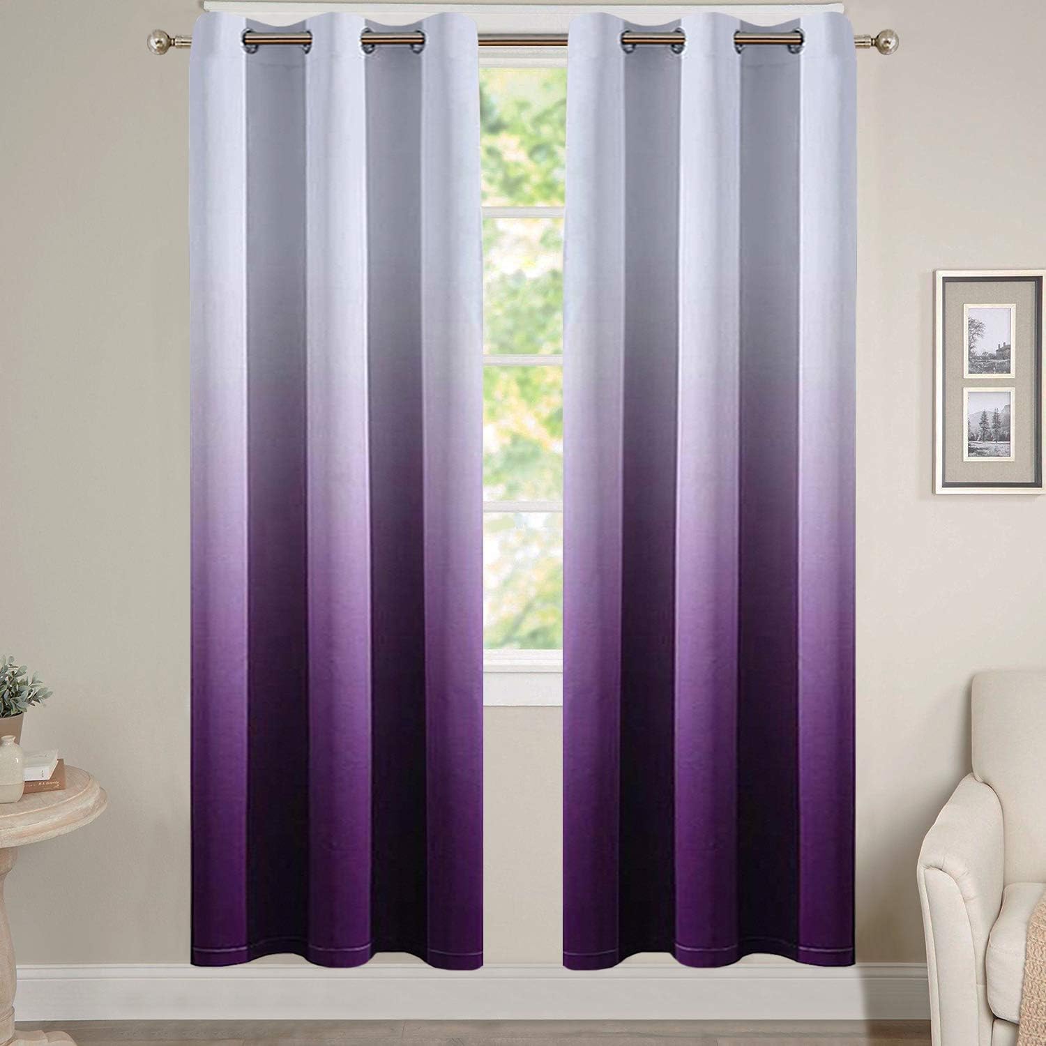 Yakamok Light Blocking Gradient Color Curtain Panels for Kids