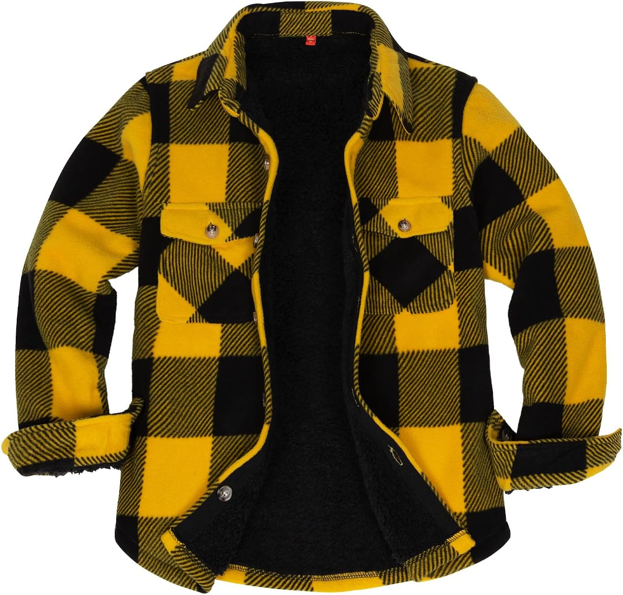 Boys Warm Sherpa Lined Buffalo Plaid Fleece Shirt Jacket