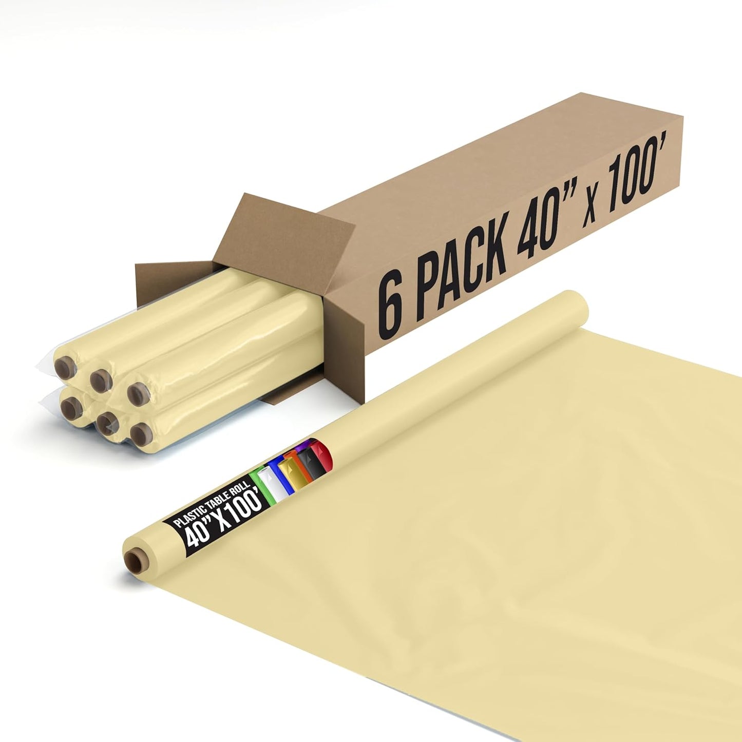 Party Solids Light Yellow Plastic Table Cover Roll Pack