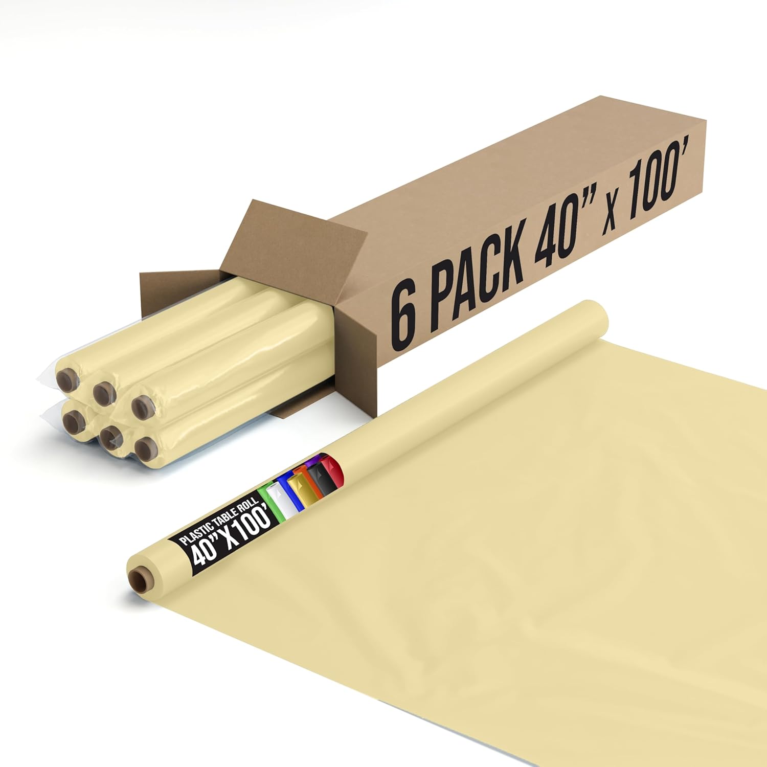 Party Solids Light Yellow Plastic Table Cover Roll Pack