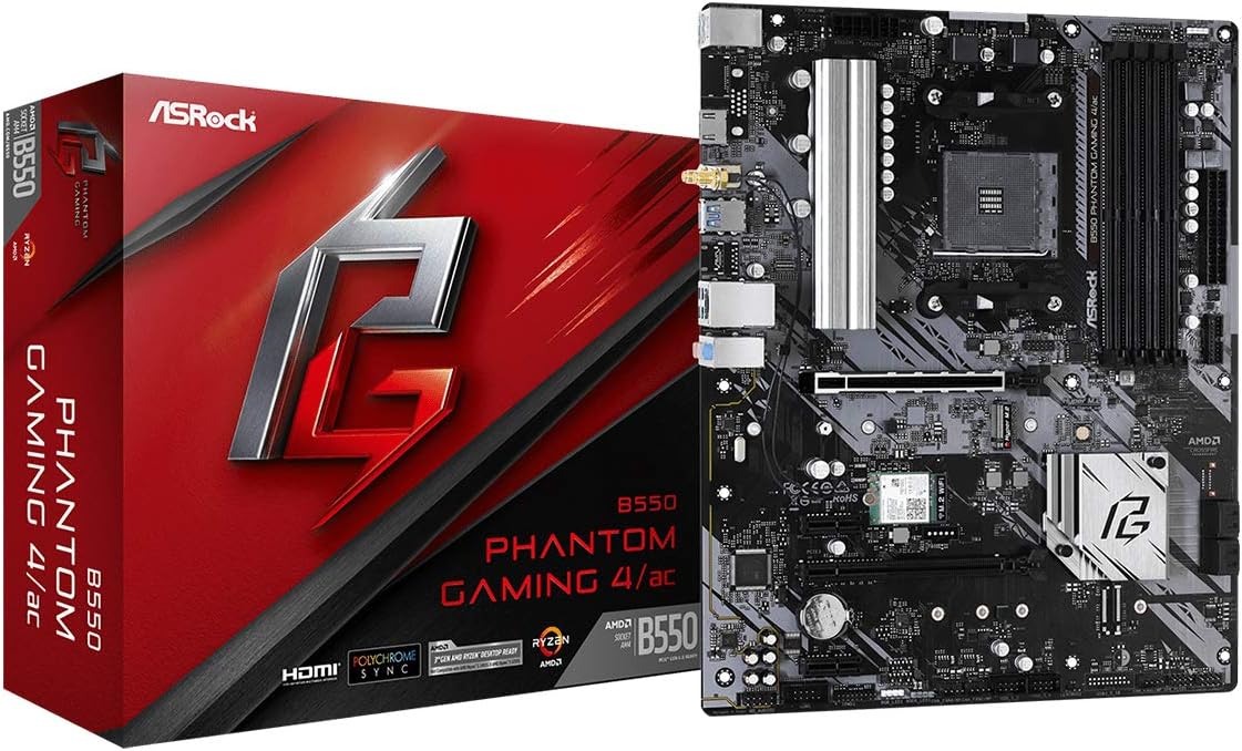 ASRock B550 Phantom Gaming 4 AC Motherboard for AMD Ryzen