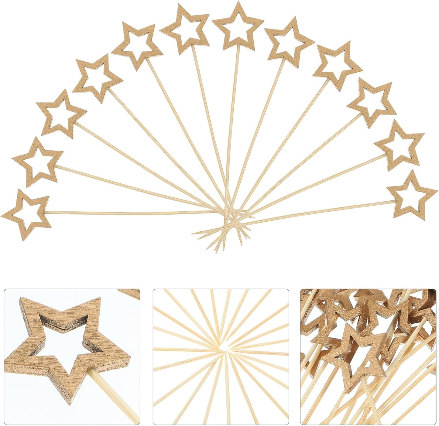 50pcs Gold Star Cocktail Picks: Festive Garnish for Parties!
