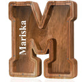 Customized Name Large Wooden Piggy Bank Letter A-Z - Large 12in