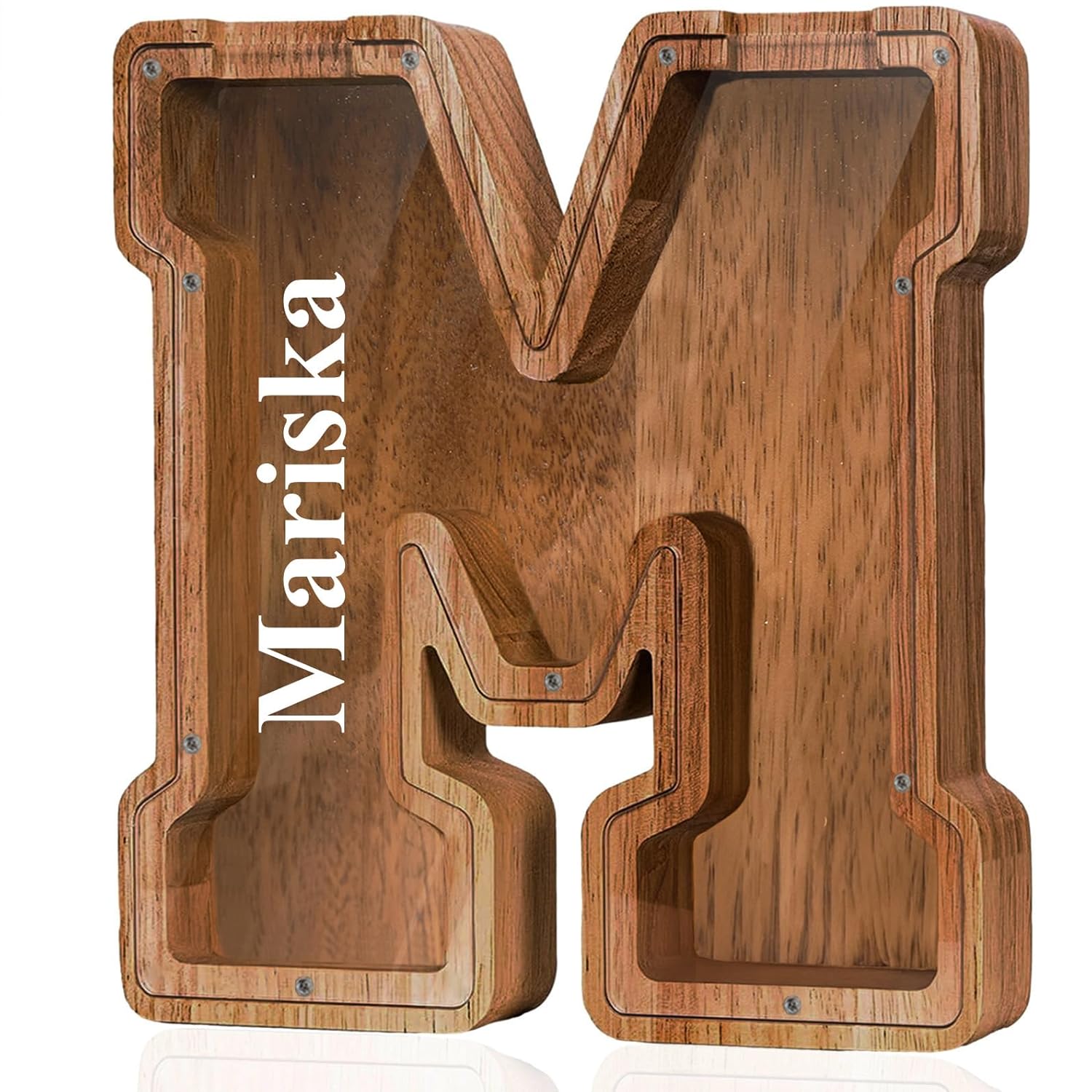 Customized Name Large Wooden Piggy Bank for Kids and Adults
