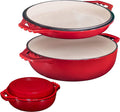 2-in-1 Pre-Seasoned Cast Iron Braiser Pan with Grill Lid - Versatile