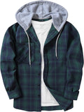 ZITY Men's Flannel Hoodie Shirt Plaid Button Down - Casual Layering is