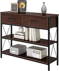 Industrial Console Table with Drawers - Narrow Cherry Hallway Table
