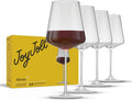 JoyJolt Sidney Burgundy Wine Glasses Set of 4 - Modern Stemmed Crystal