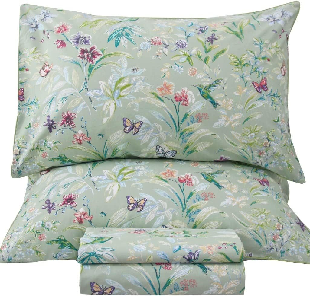 100% Egyptian Cotton Cal King Sheets with Floral Pattern Design
