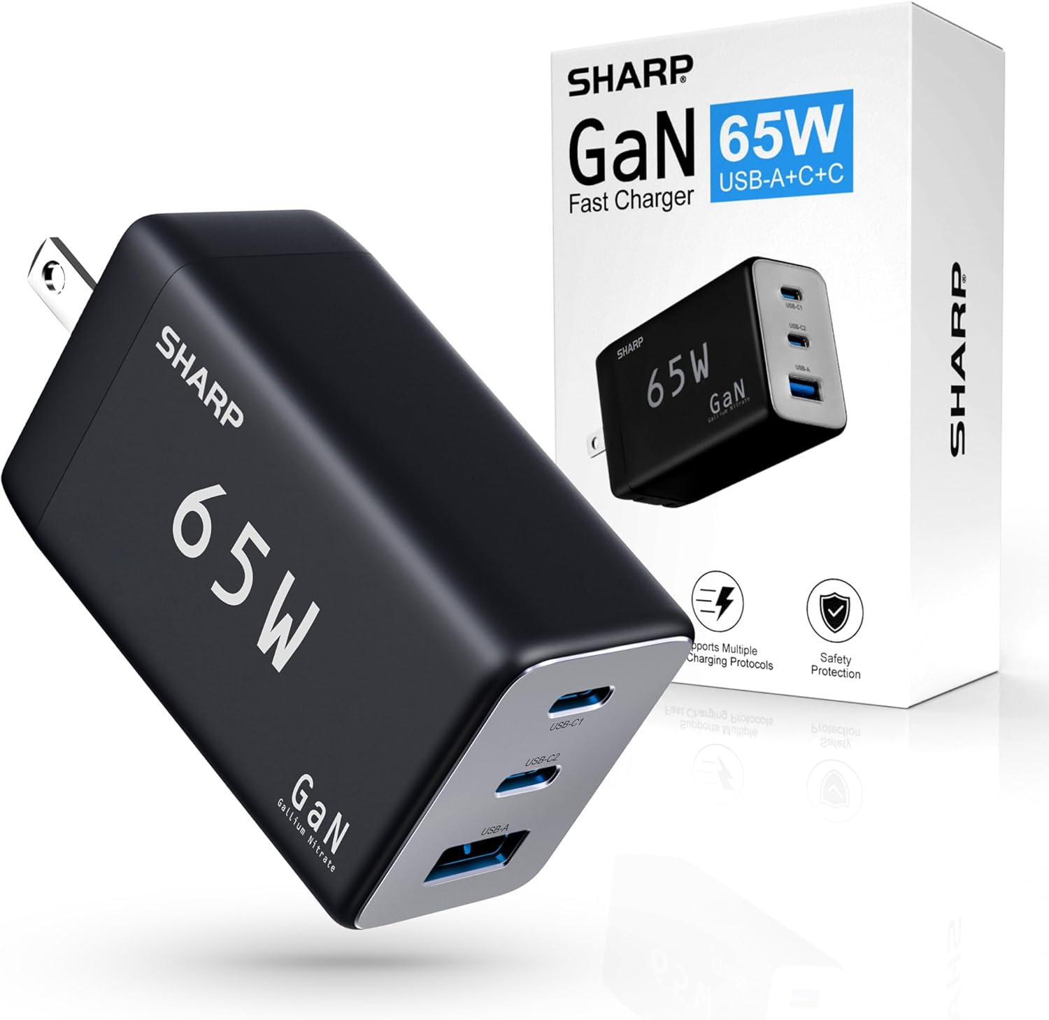65W Fast Charge GaN USB C Charger - Compact & Powerful