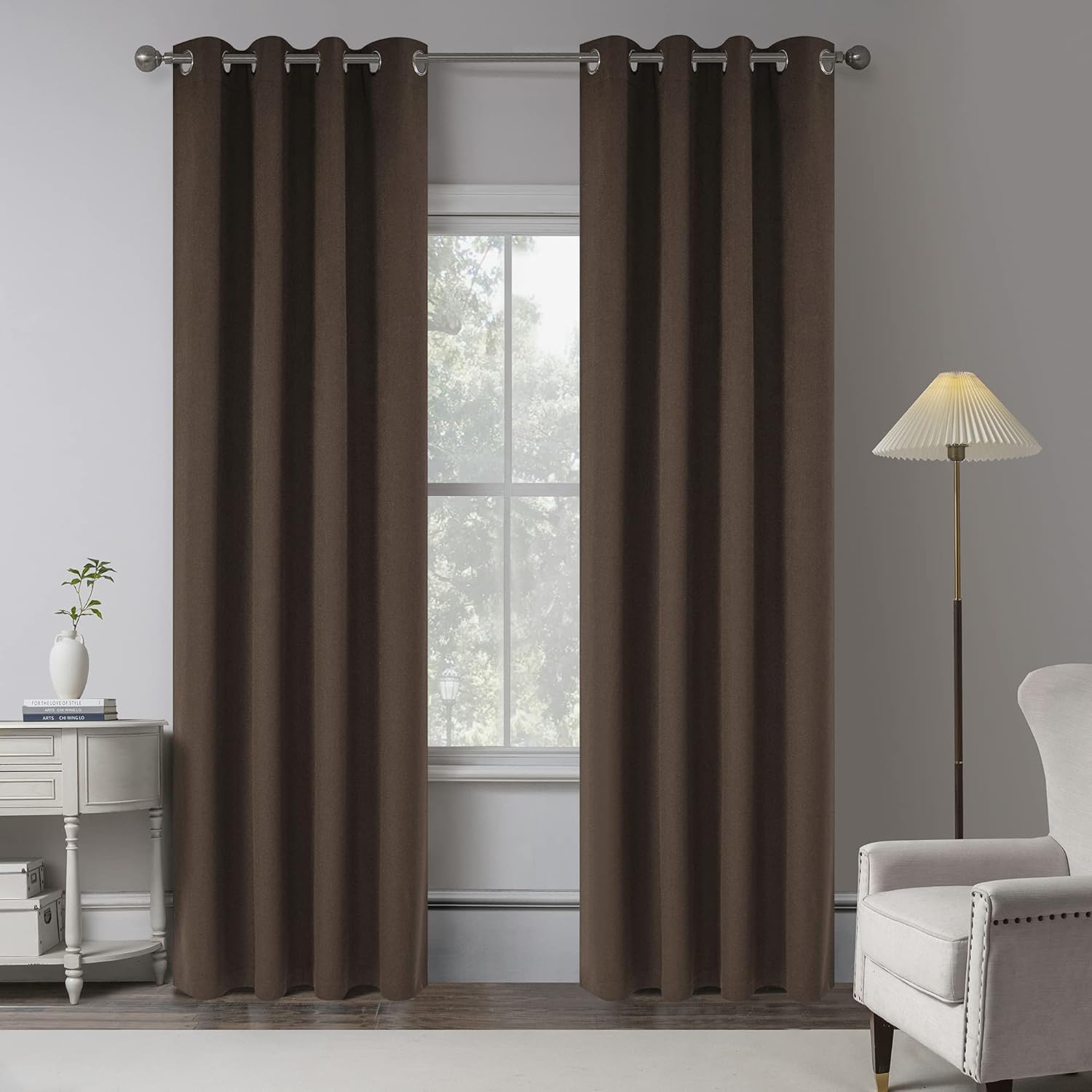 Cocoa Brown 100% Blackout Linen Curtains for Modern Bedrooms