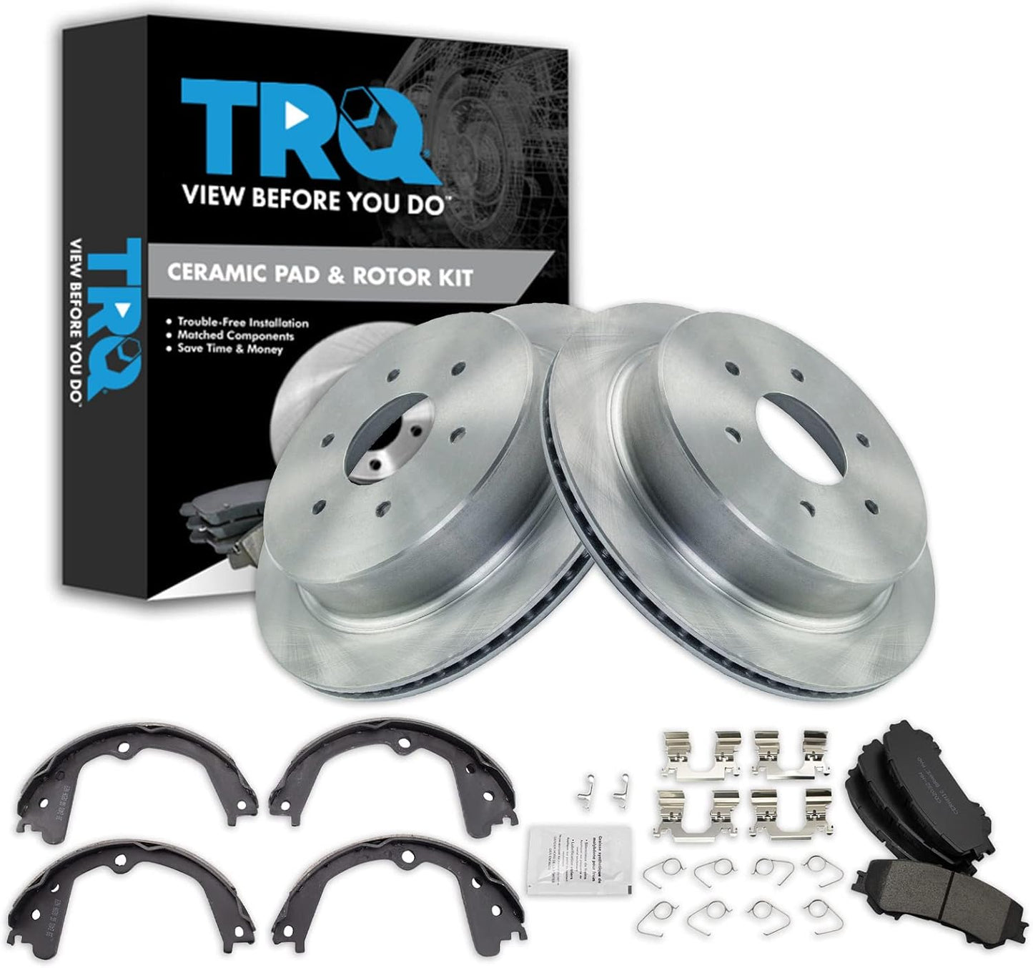 TRQ Rear Brake Pad & Rotor Kit for 2017-2019 Nissan TITAN