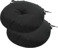 15 in Tufted Bistro Chair Cushions Set of 2 - Water Resistant Black