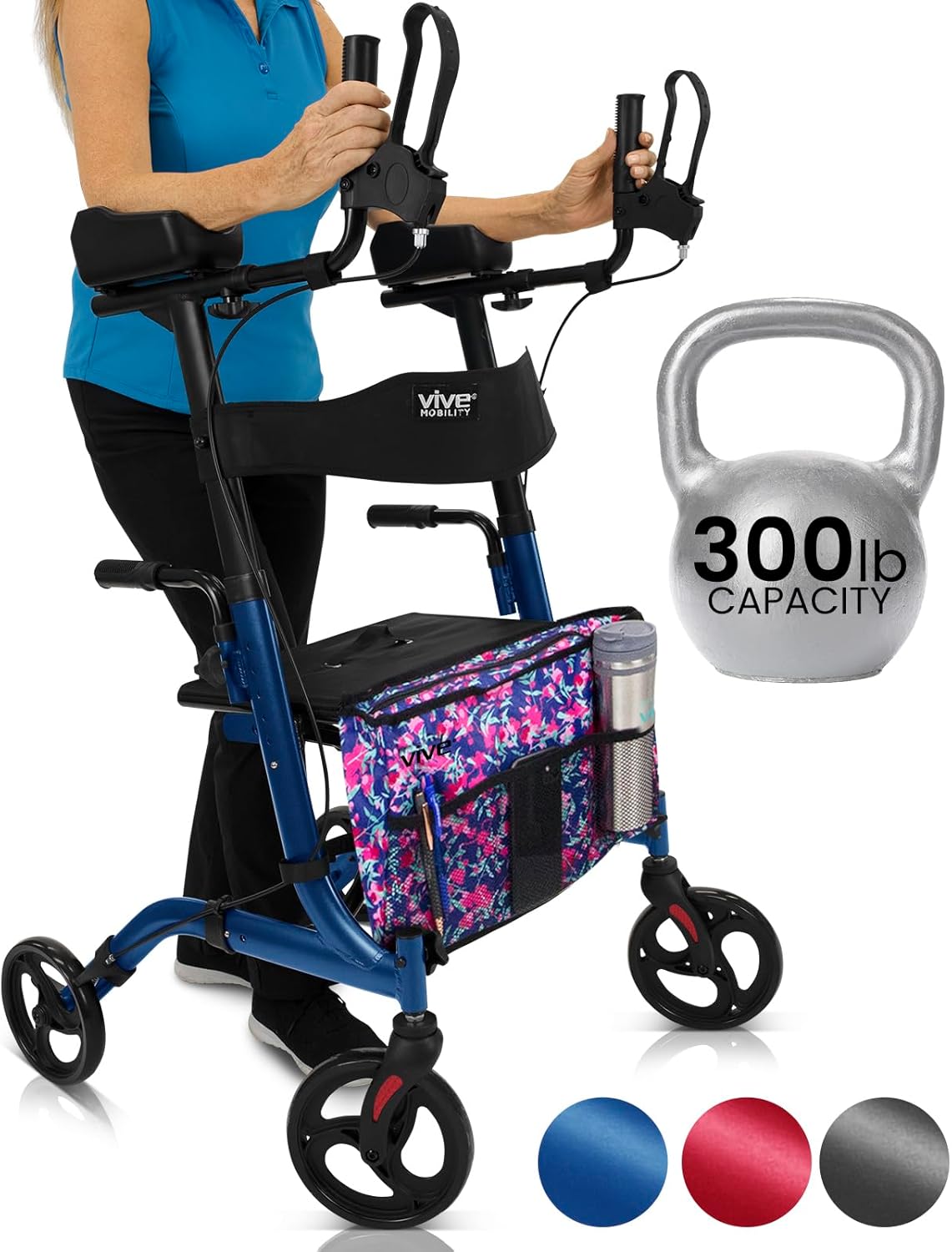 Vive Mobility Upright Walker with Seat for Seniors and Women
