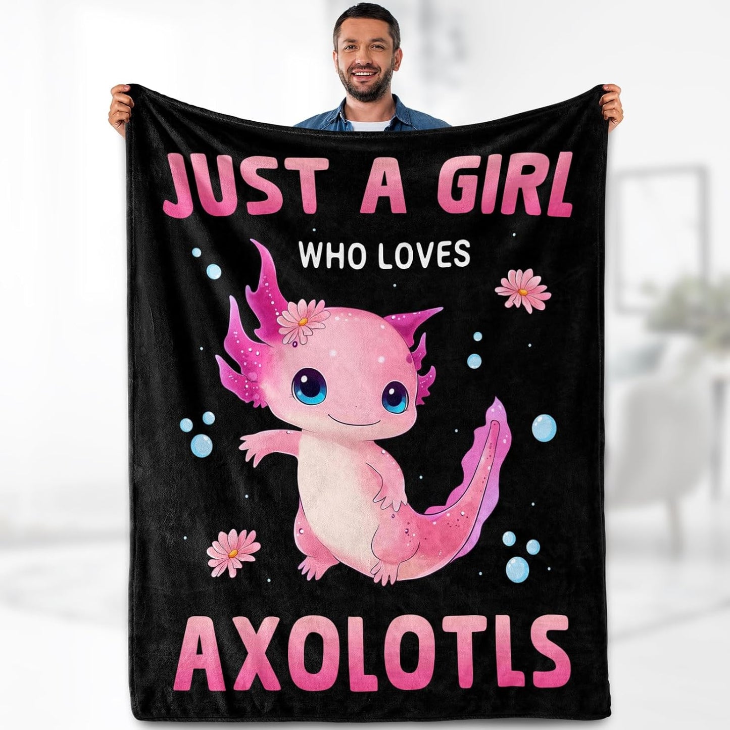 Axolotl Blanket Gifts for Kids and Adults - Cozy Fleece Decor