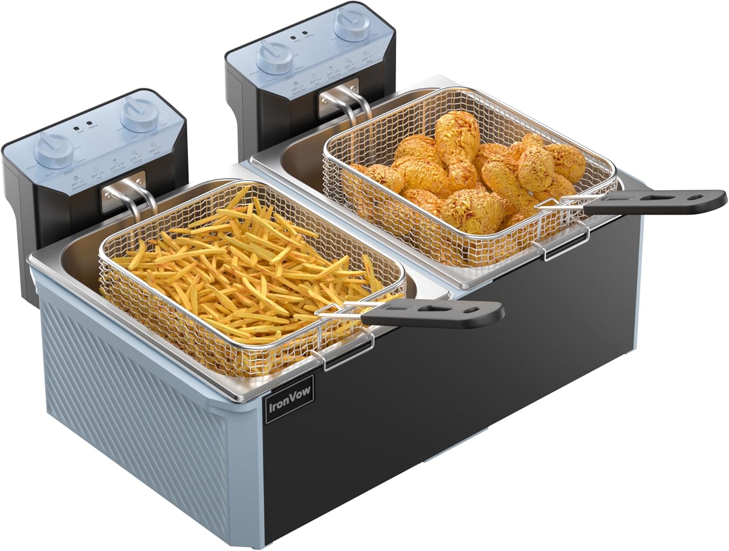 IronVow Double Oil Fryer: Fast & Safe 21.2QT Capacity