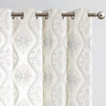 Boho Linen Curtains Embroidered Leaf Panels - Light Filtering 84in