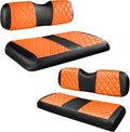 NOKINS 4PCS Golf Cart Diamond Seat Covers Kit - Orange Black comfort
