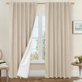 LAMIT 100% Blackout Linen Curtains 52 x 84 in Pair - Room Darkening