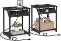 VASAGLE End Table with Charging Station Set of 2 for Living Room