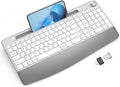 Ergonomic Wireless Keyboard with Wrist Rest White - Low-Profile Quiet