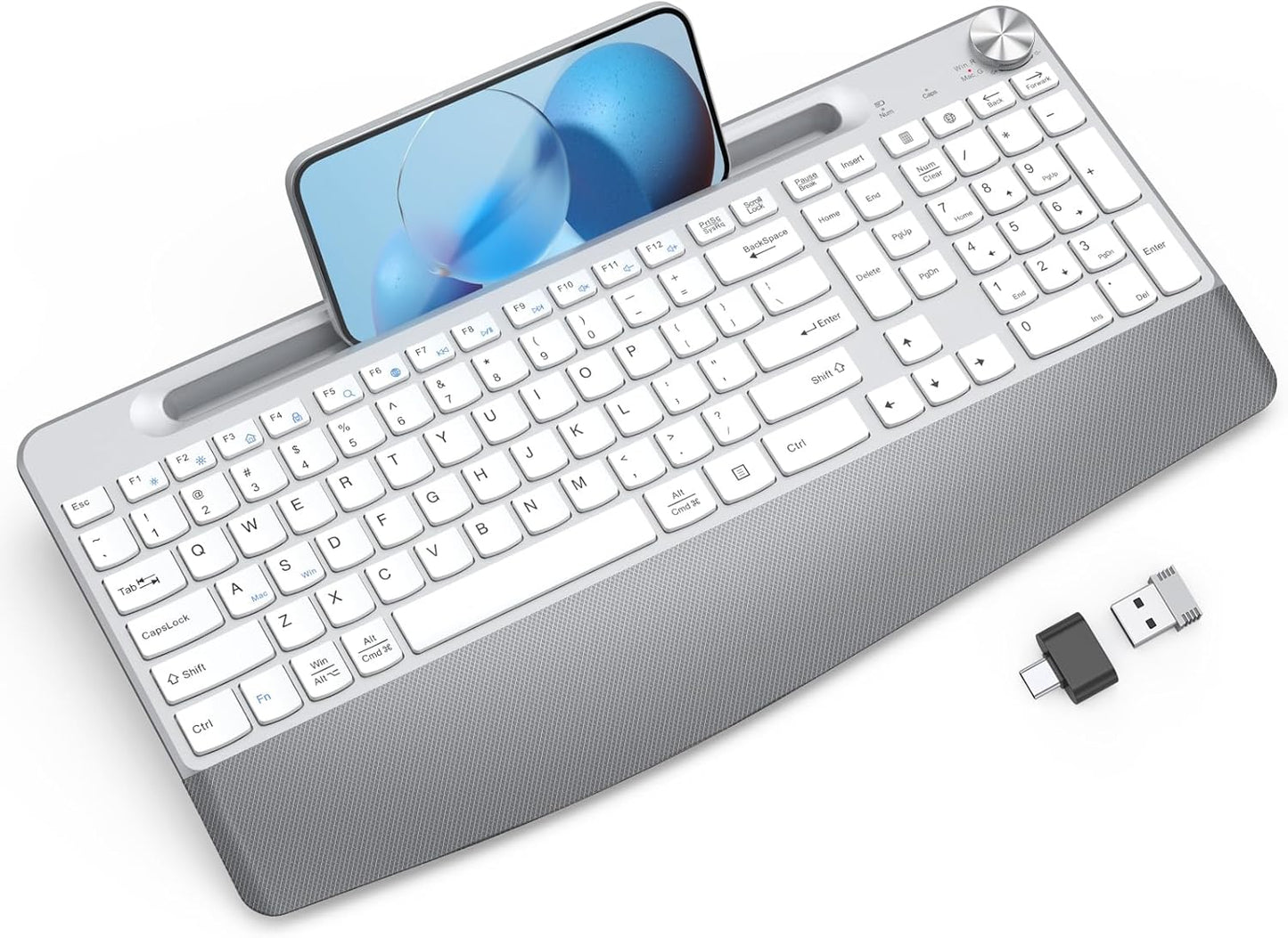Ergonomic Wireless Keyboard with Wrist Rest for Comfort