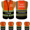 Custom Safety Vest Orange Black XL - Class 2 Reflective Logo Vest