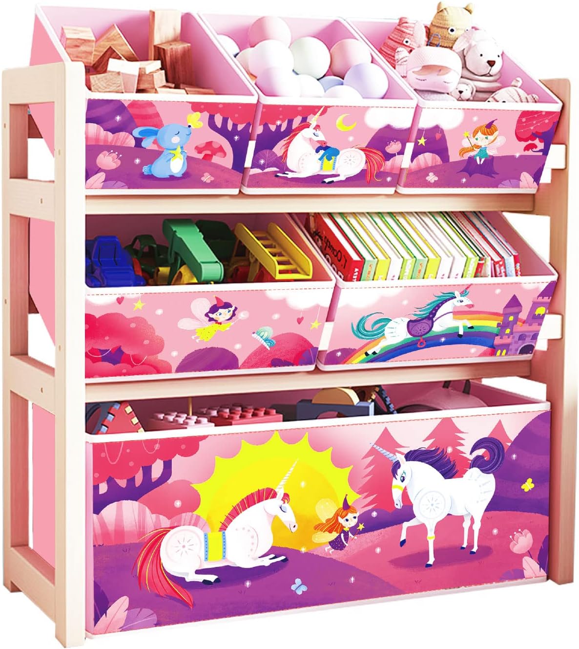 Jomifin Kids Toy Organizer with 6 Storage Bins for Playroom