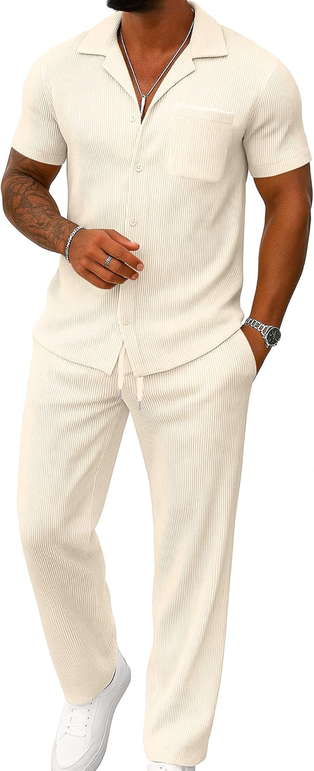 UOUA Mens Summer 2 Piece Set for Casual Outfits and Style