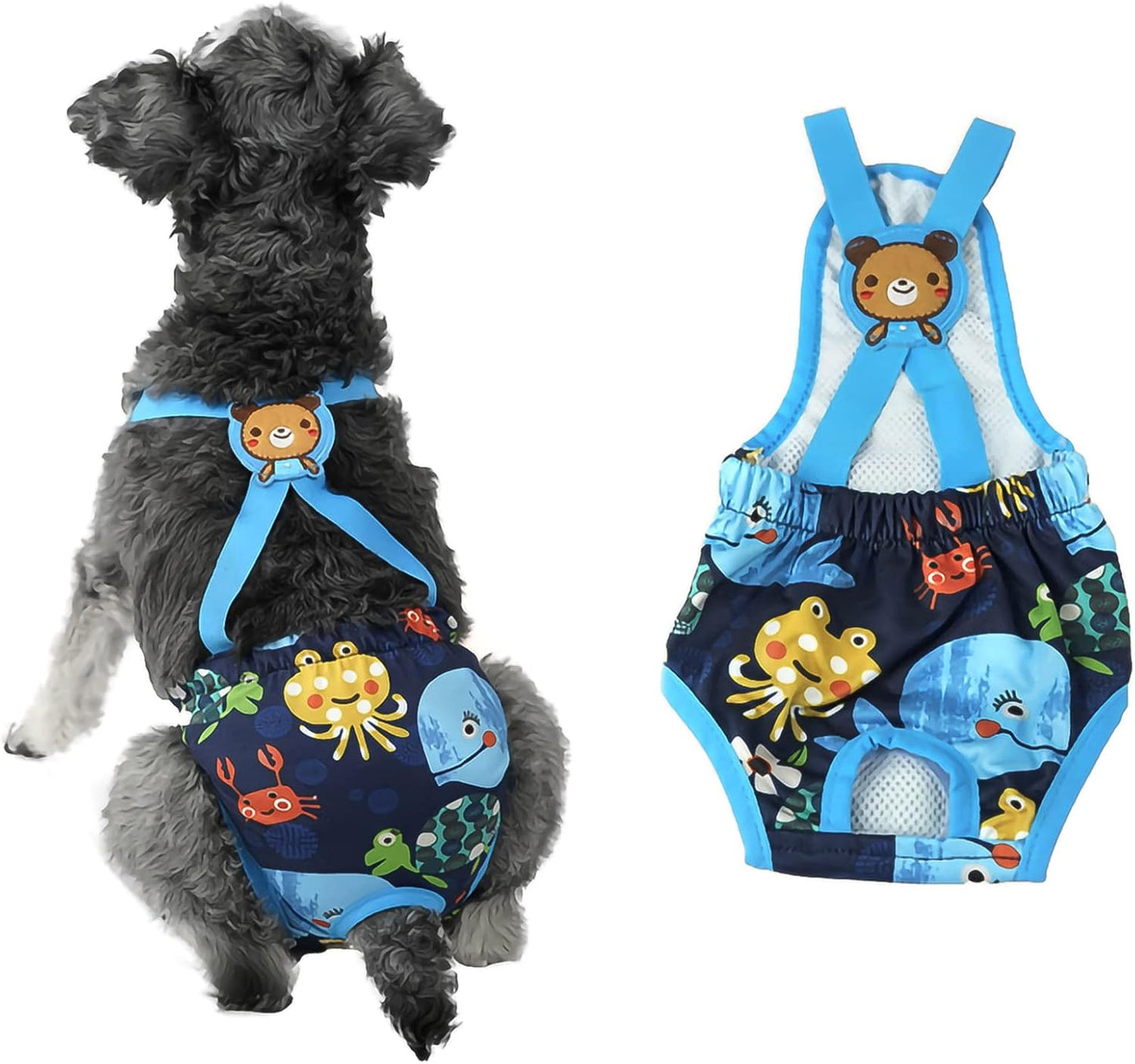 XL Blue Dog Sanitary Pantie - Reusable & Washable