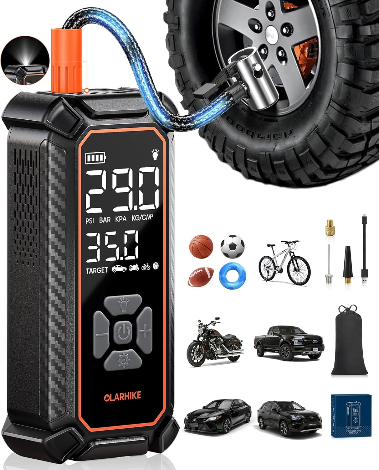 OlarHike Cordless Tire Inflator: Fast, Portable Air Compressor