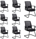 Office Guest Chair with Lumbar Support and Mid Back Mesh - 8 Pack