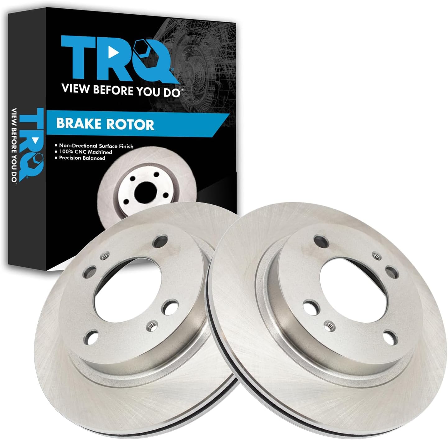 TRQ Front Brake Rotors Set Vented for 2014-2015 Mitsubishi Mirage