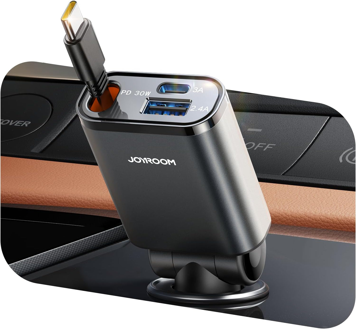 Ultra-Slim Retractable Car Charger USB C 57W - Fast Charging Essential, JOYROOM