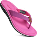 Womens Flip Flops with Medium Arch Support - Magenta Comfort