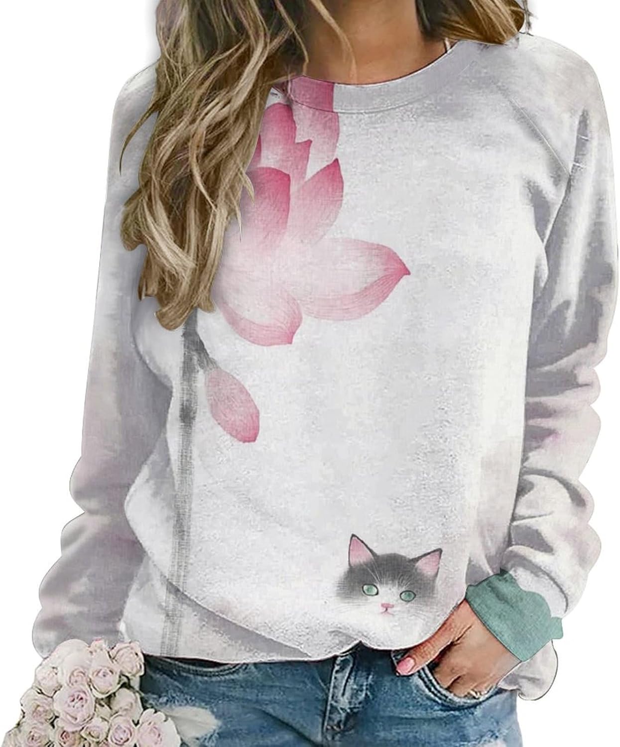 Cute Cat Graphic Sweatshirt by DMOYALA
